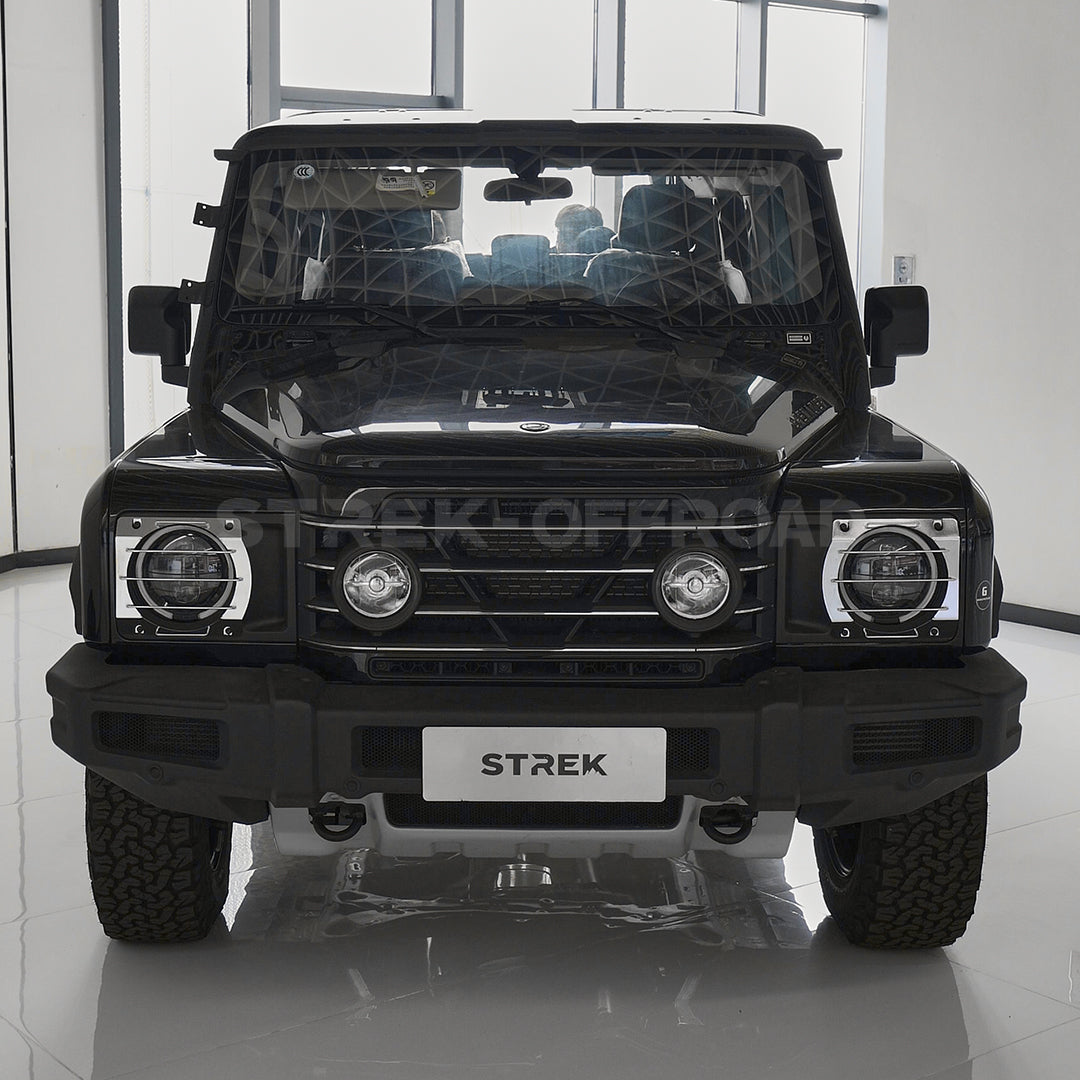 Aluminum headlight covers installed on Ineos Grenadier