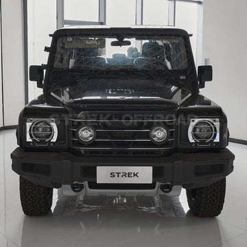 Aluminum headlight covers installed on Ineos Grenadier