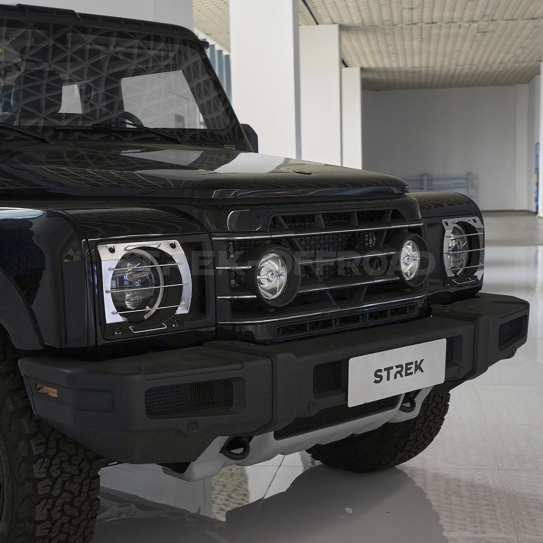 Aluminum headlight covers installed on Ineos Grenadier