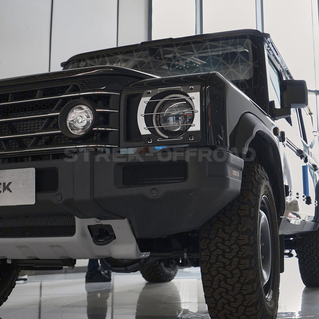 Aluminum headlight covers installed on Ineos Grenadier