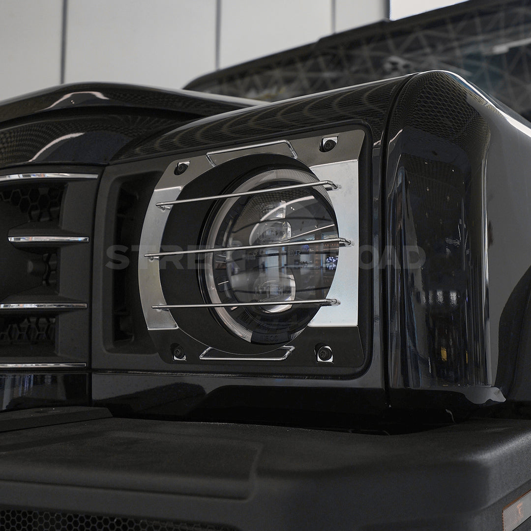 Aluminum headlight covers installed on Ineos Grenadier