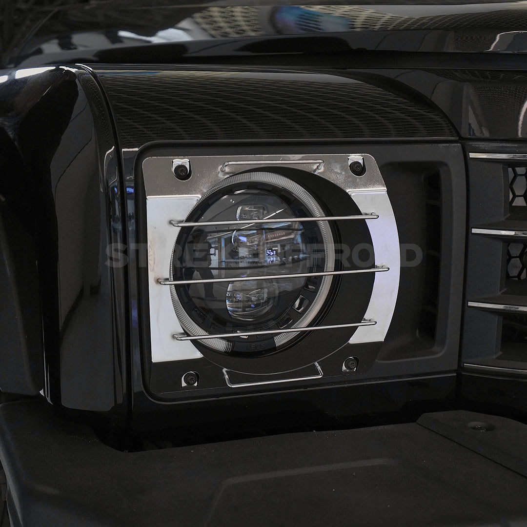 Aluminum headlight covers installed on Ineos Grenadier