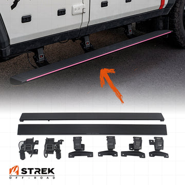 Electric running boards with LED lights installed on Ineos Grenadier