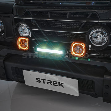 Front bumper light bar mounting bracket installed on INEOS Grenadier US and European models