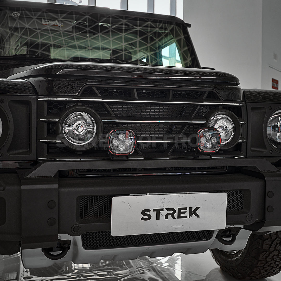 Front bumper light bar mounting bracket installed on INEOS Grenadier US and European models