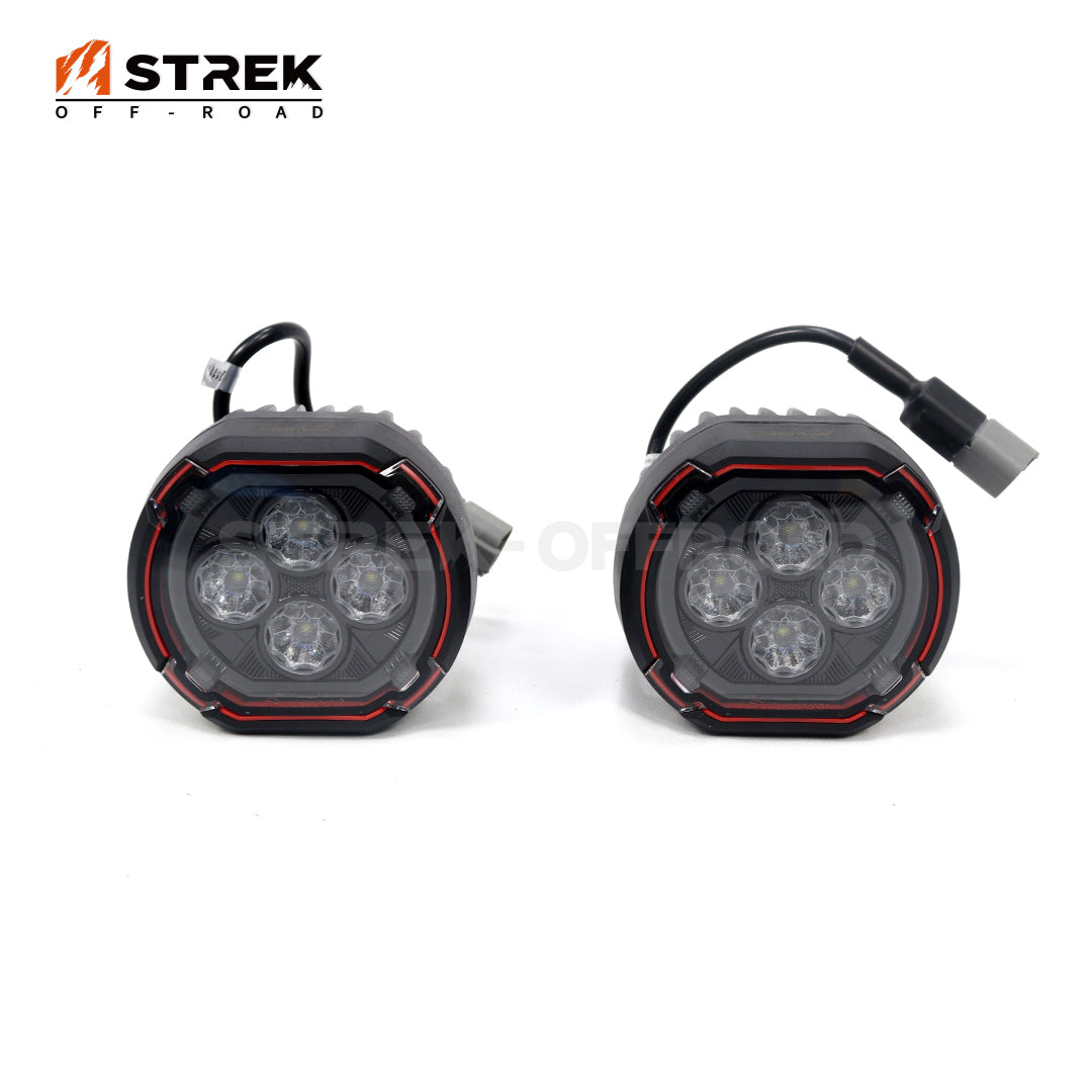 Round LED Pod Lights for Ineos Grenadier by Strek Offroad, Compatible with Front Bumper Mounting Bracket