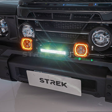 Round LED Pod Lights for Ineos Grenadier by Strek Offroad, Compatible with Front Bumper Mounting Bracket