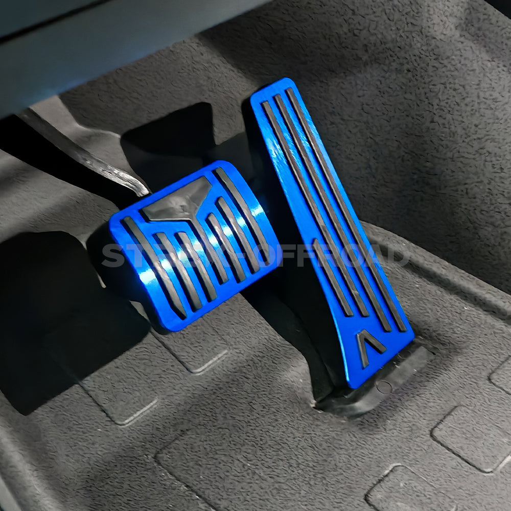 Anti-skid metal and rubber pedal covers installed in Ineos Grenadier