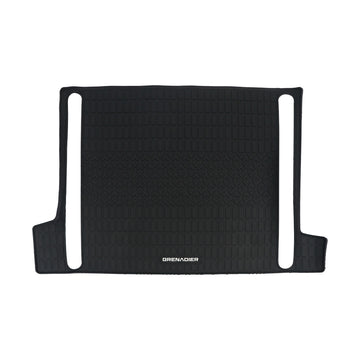 Ineos Grenadier Cargo Trunk Liner black TPE, custom fit behind 2nd row, front view - Strek Offroad