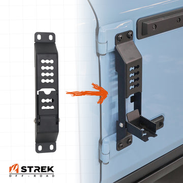 Ineos Grenadier Door Hinge Step - Folding Metal Pedal - Black Steel