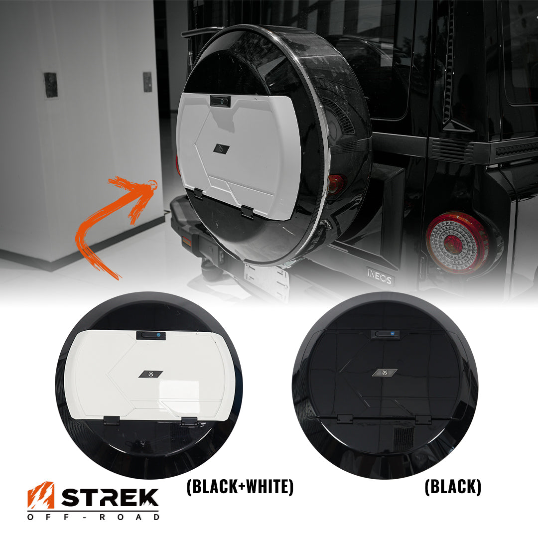 STREK Off-Road product with close-up insets showing black and white options.