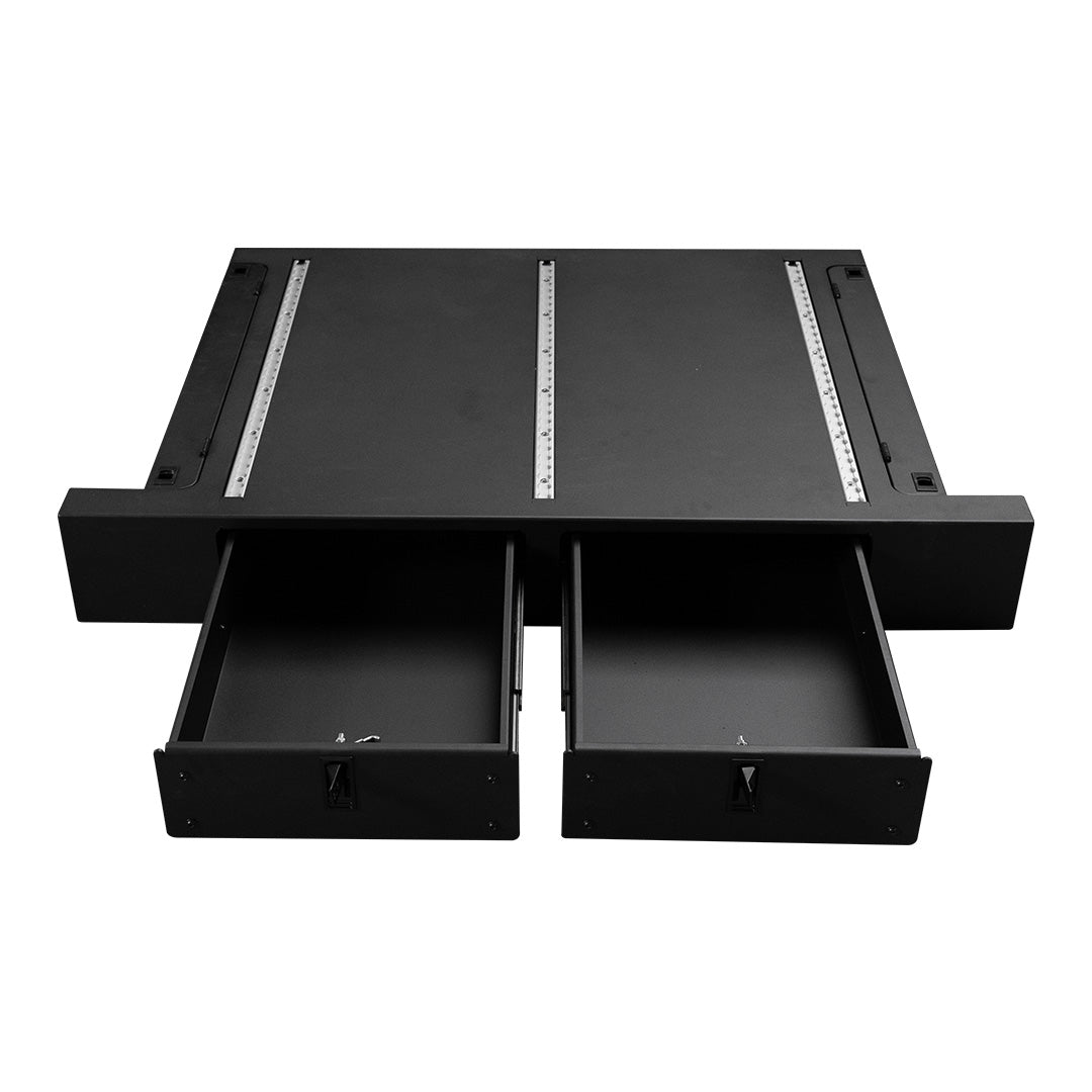 Ineos Grenadier Twin Drawer System open drawers showing interior storage - Strek Offroad