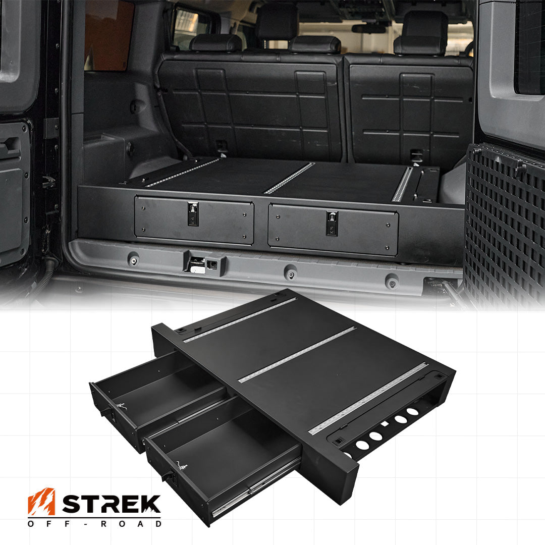 Ineos Grenadier Twin Drawer System overview, 32L lockable cargo storage - Strek Offroad