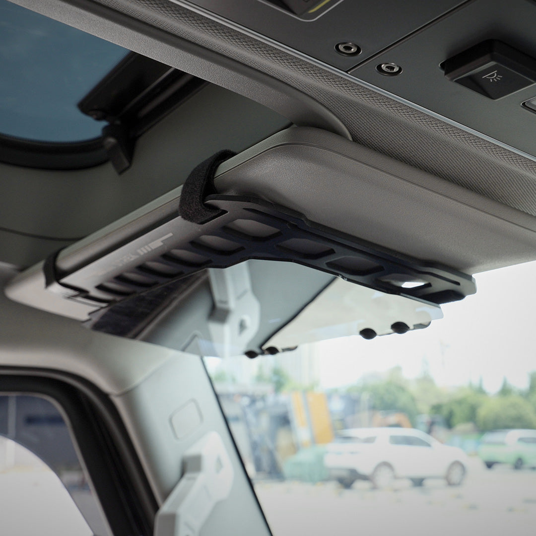 Ineos Grenadier Sun Visor MOLLE Panel Installed - Anti-Glare Shield Closed | Strek Offroad