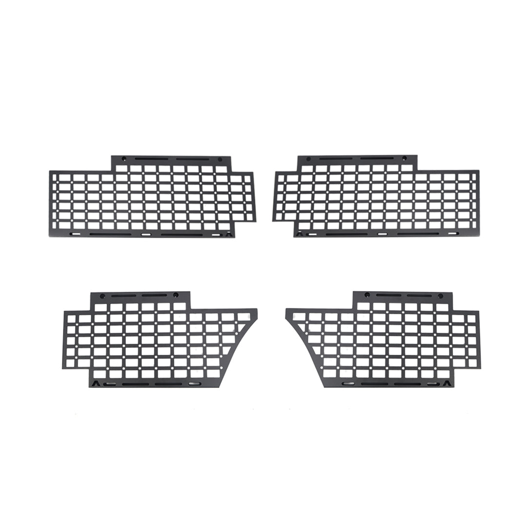 STREK Off Road exterior door MOLLE storage panel designed for INEOS Grenadier, matte black powder-coated cargo rack.