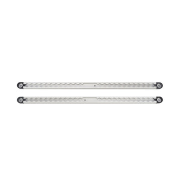 STREK Off Road silver multifunctional expansion rail slot designed for INEOS Grenadier trunk cargo area, heavy-duty metal utility storage rack on a white background.