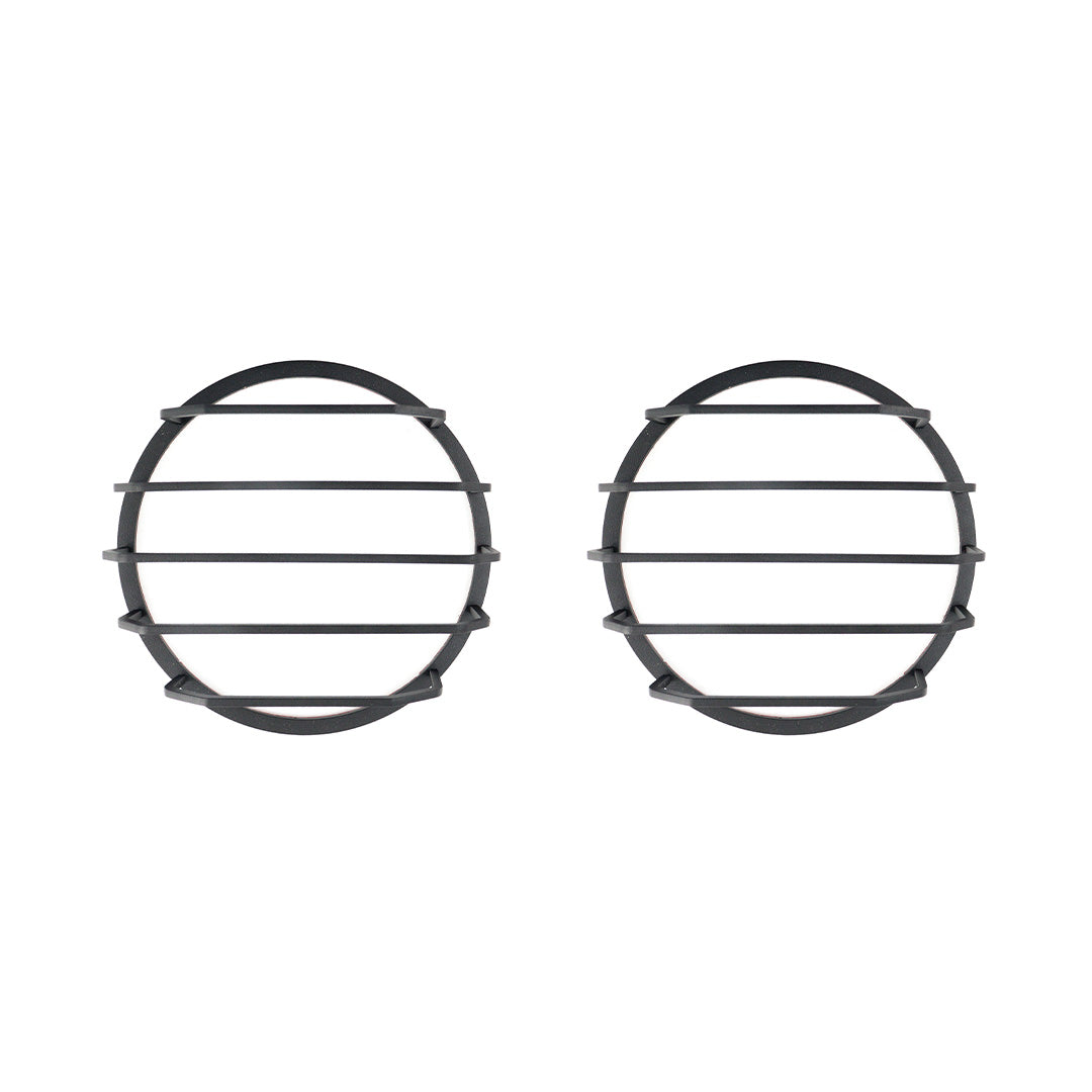 Pair of left and right STREK Off Road taillight guards designed for INEOS Grenadier 2023-2025, matte black powder-coated heavy-gauge steel protective frames on a white background.